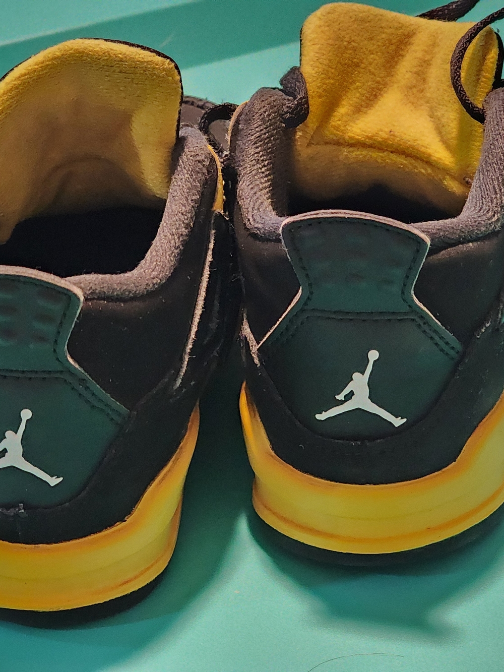 Jordan Kids Black and Yellow Mesh Basketball Sneakers - Picture 4 of 6